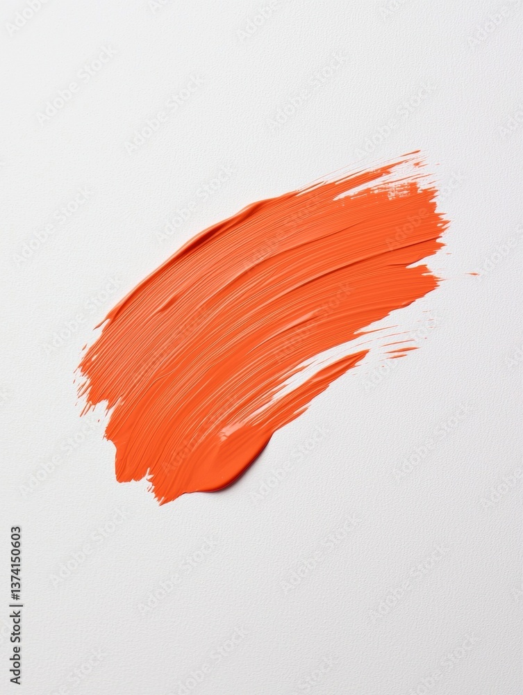 Poster close-up of an orange brush stroke on a white background. the brush stroke is in the center of the i