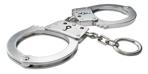 The Shackles of Justice: A pair of gleaming, silver handcuffs rests, symbolizing justice, law enforcement, and the consequences of wrongdoing.