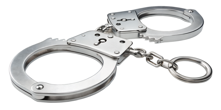 The Shackles of Justice: A pair of gleaming, silver handcuffs rests, symbolizing justice, law enforcement, and the consequences of wrongdoing.