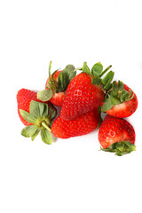 Close-up of a group of strawberries isolated on a white background. Fresh, juicy, and vibrant red, perfect for desserts or healthy snacks