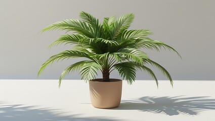 Obraz premium Realistic Illustration of a Potted Plant with Shadows on a White Background