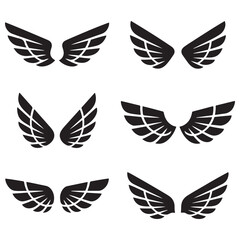 Set of wings icons. Wings badges. Collection wings badges. Vector illustration.Silhouette Vector Black. with white background