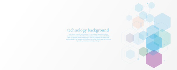 Geometric abstract background with colorful hexagons. Structure molecule and communication. Science, technology and medical concept. Vector illustration