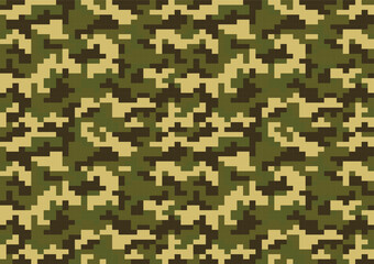 pixel camouflage pattern military background vector texture seamless jungle clothing green and brown colors