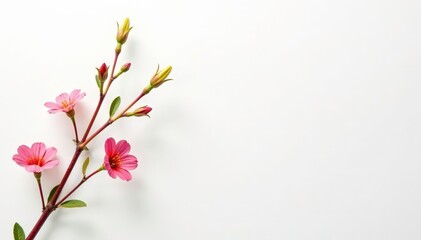 Obraz premium Delicate, small-scale floral sprigs on a white background, subtle, design