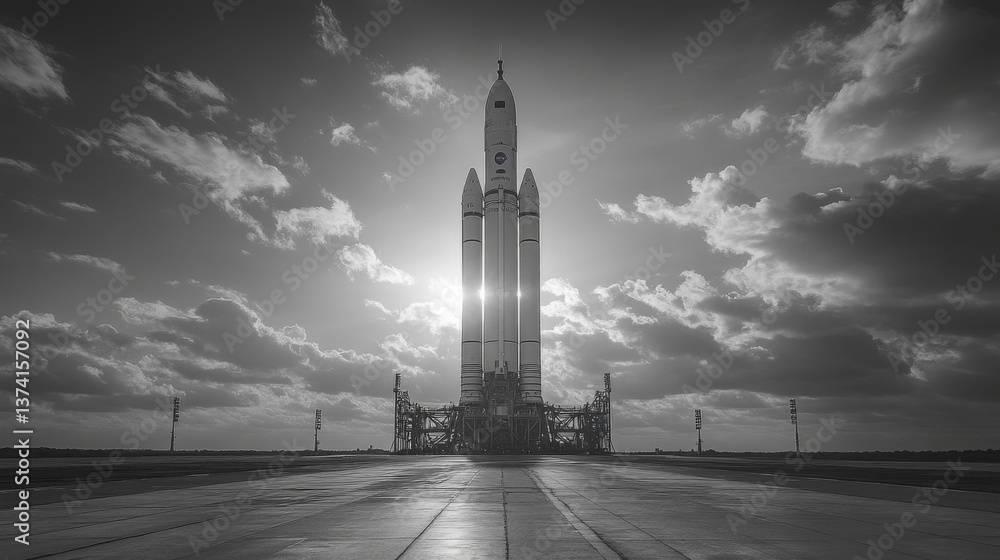 Poster a colossal rocket awaits lift off on the launch pad as it prepares for a significant spaceflight. th