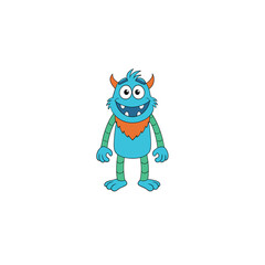 funny cartoon monster on white background