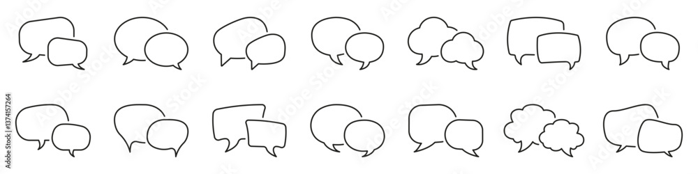 Aufkleber speech bubble line icon set. communication and chat bubble outline symbol collection. editable strok