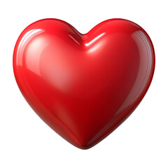 Glossy Red Heart Shape Isolated. Smooth, Symmetrical Design, PNG Format.