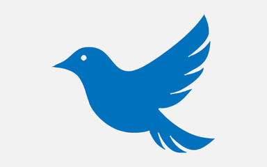 Elegant Blue Bird Vector Silhouette – Modern Flat Design, Minimalist Animal Logo Illustration
