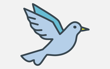 Minimalist Blue Bird Vector Icon – Clean Flat Design Animal Illustration, Modern Elegant Logo