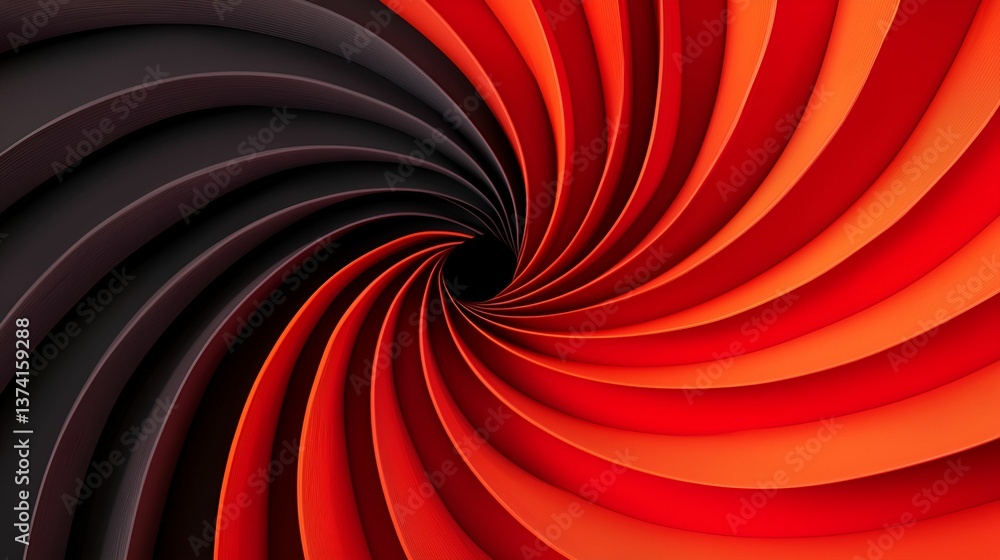 Poster a colorful spiral design featuring shades of black, red, and orange, creating a dynamic and visually