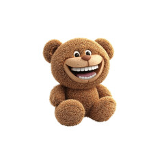 Smiling cartoon teddy bear with fluffy fur and cheerful expression