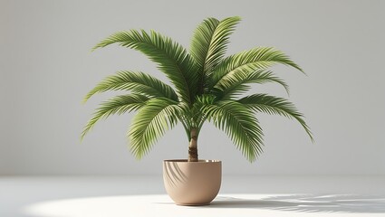 Obraz premium Realistic Illustration of a Potted Plant with Shadows on a White Background