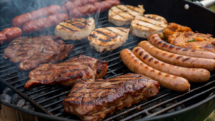 Delicious BBQ Variety Cooking on a Grill