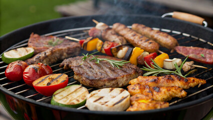 Delicious BBQ Variety Cooking on a Grill