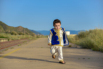 Little Arab child Smiling and happy, beautiful Arab child in beautiful traditional dress, Child in...