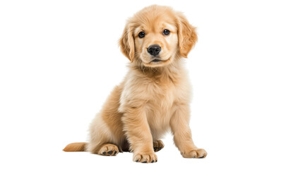 Poodle golden puppy sitting on Transparent PNG format background..