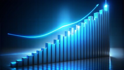 Blue Bar Graph with Upward Arrow