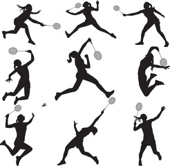 Female Badminton Player, Badminton Silhouette, Badminton Racket