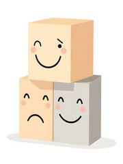 Obraz premium The Customer Satisfaction Image Features Three Facial Expressions A Smiling, Sad, And Neutral Face Block Dis
