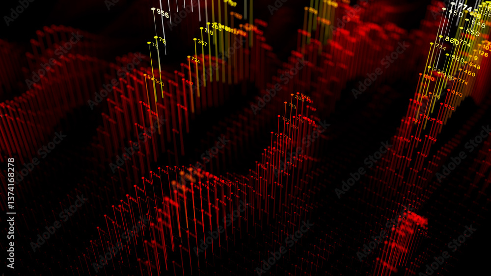 Aufkleber big data complex wave graph. quantum computing universe. cyber space of ai technology. futuristic gr