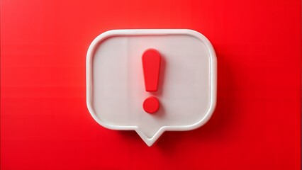 Exclamation Point in Speech Bubble on Red Background