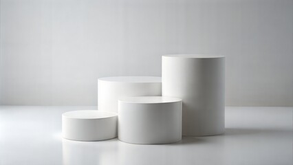 Four White Cylindrical Platforms