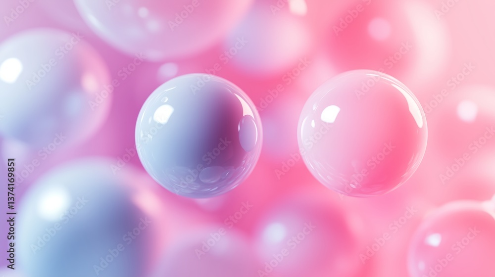 Poster colorful bubbles floating against a soft pastel background. minimalist & modern motion loops soft gr