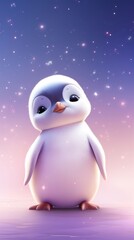 Fototapeta premium Cute penguin dreamy wallpaper animal cartoon nature.
