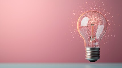 A glowing glass lightbulb surrounded by vibrant pink and red light representing creative breakthrough ideas