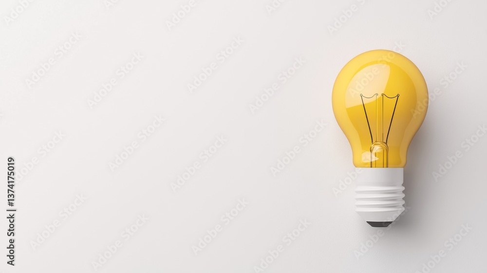 Poster a vibrant yellow light bulb against a plain background symbolizing a bright idea creativity and the 