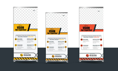 Modern Geometric Real Estate Roll Up Banner Design Template, Creative Real Estate Roll Up Banner Design, Pull Up Banner Design, Vector Graphic Design