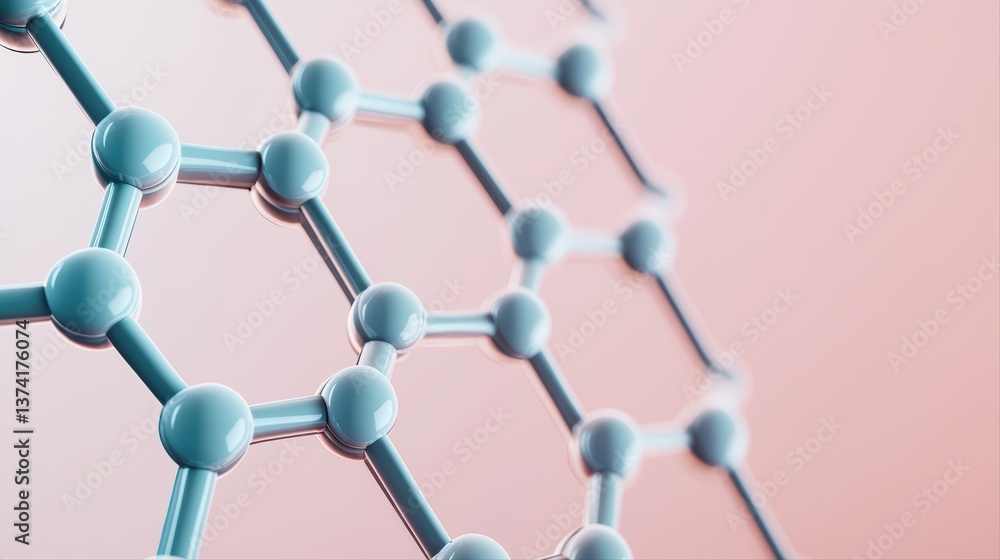 Poster blue molecular structure on soft gradient background
