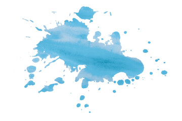 Light blue brush paint stain isolated on transparent background