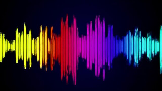 Immerse yourself in the visual language of music: A dynamic animation features seamlessly looping vertical bars pulsating and dancing against a dark and captivating backdrop.

