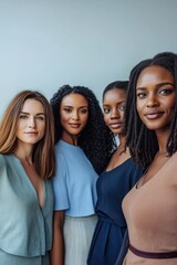 Obraz premium Diverse women group: confident adult females smiling in stylish attire