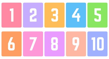 Colorful number flashcards for kids' learning. Perfect for teaching counting and number recognition.