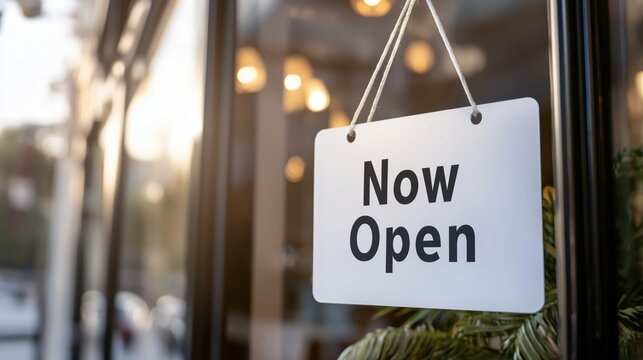 Now Open Sign at Established Business Location