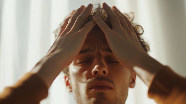 Close-up of a person hyperventilating during a panic attack