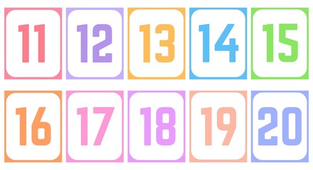 Colorful number flashcards for kids' learning. Perfect for teaching counting and number recognition.