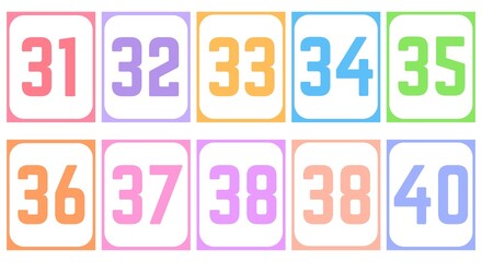 Colorful number flashcards for kids' learning. Perfect for teaching counting and number recognition.
