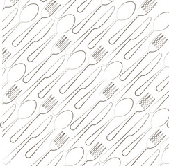 Line drawing spoon,  knife background.