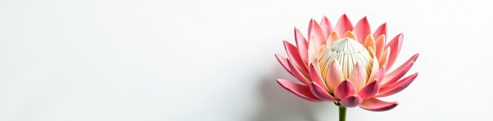 Vibrant King protea flower in full bloom on a clean white background,  flower,  nature