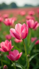 Vibrant close-up shot of blooming sweet potato blossoms in a farm field,  flower,  plant