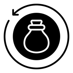 Tax Refunds Icon. Financial return symbol. Government tax claim and money refund sign - stock vector. Glyph Icon