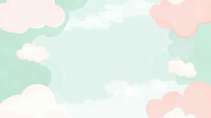 A Soft and Dreamy Cloud Background Illustration with Pastel Colors of Pink, White, and Light Blue