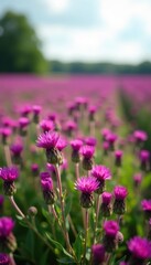 Fototapeta premium Vibrant purple pink heather in full bloom on Ginkel Heath Ede, Netherlands, historic WWII dropping zone Market Garden Arnhem, bloom, Ede