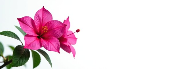 Fototapeta premium Vibrant pink Bougainvillea flower plant isolated on white background, vibrant, vibrant