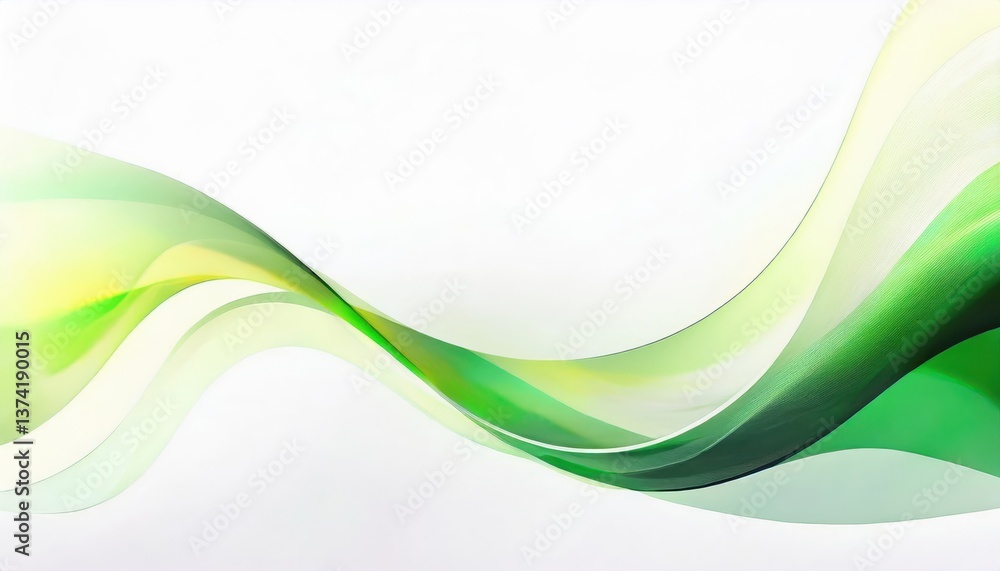 Poster soft green abstract wave with smooth flowing curves, modern gradient design for backgrounds, present